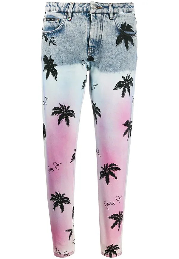 Philipp Plein mönstrade boyfriend-jeans - Blå