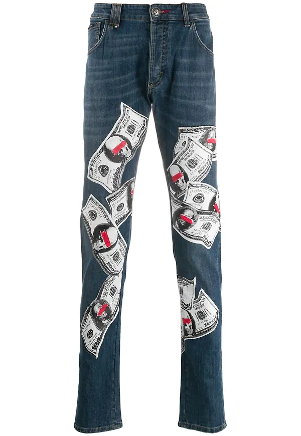 Philipp Plein mönstrade jeans - Blå