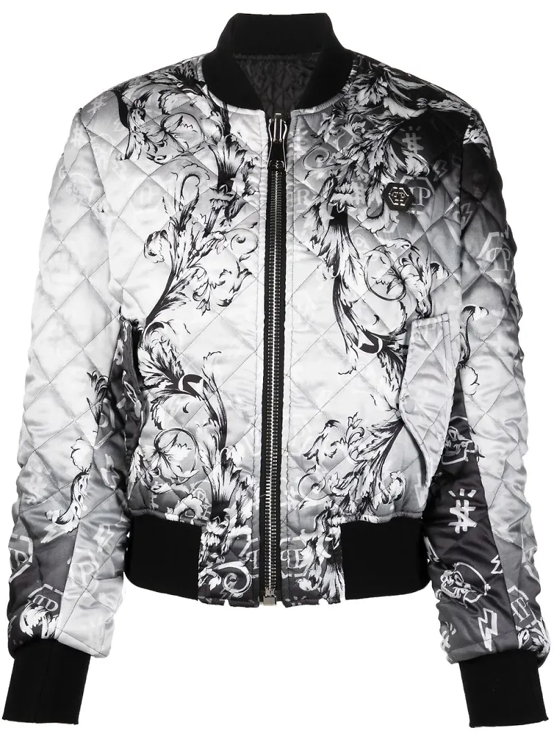Philipp Plein New Baroque quiltad bomberjacka - Svart