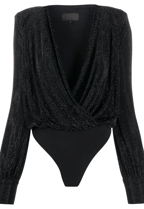 Philipp Plein omlottbody med strass - Svart