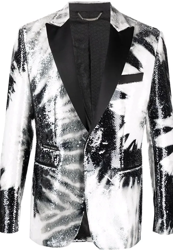 Philipp Plein Paillettes batikfärgad paljettblazer - Svart