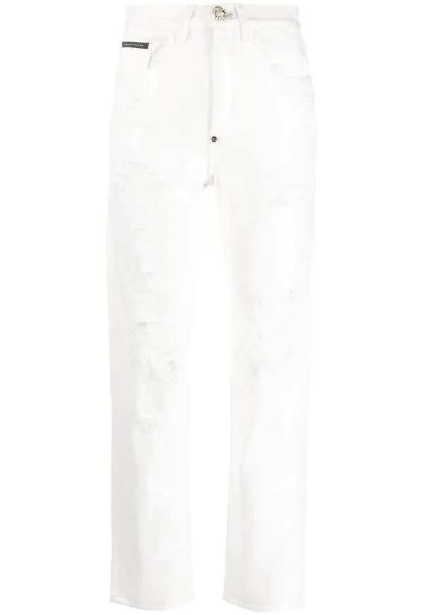 Philipp Plein Paillettes jeans med slitning - Neutral