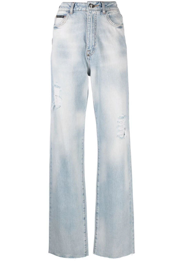 Philipp Plein palazzo-jeans med hög midja - Blå