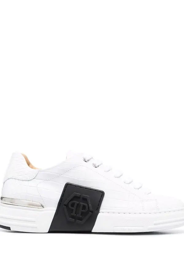 Philipp Plein Phantom låga lädersneakers - Vit