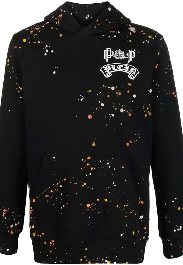 Philipp Plein pullover-hoodie med färgstänk - Svart