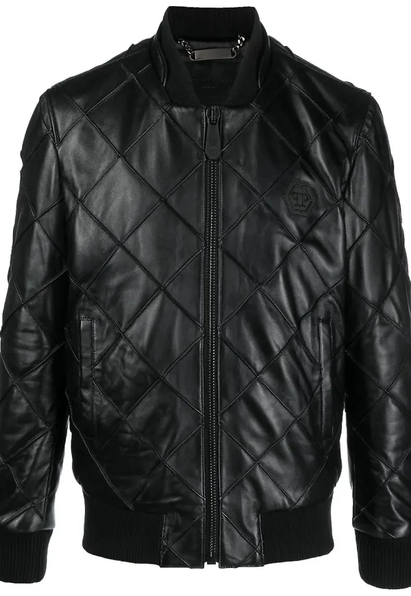 Philipp Plein quiltad bomberjacka - Svart