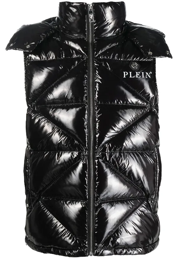 Philipp Plein quiltad ärmlös jacka - Svart
