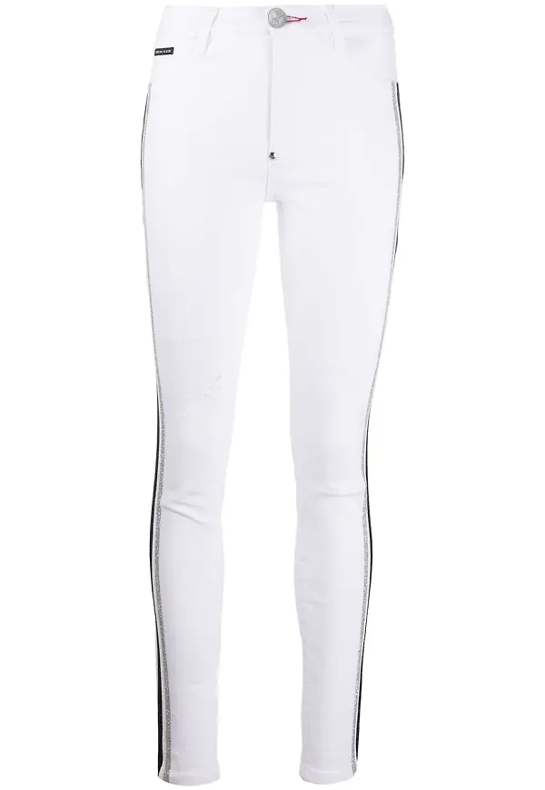 Philipp Plein randiga skinny-jeans - Vit