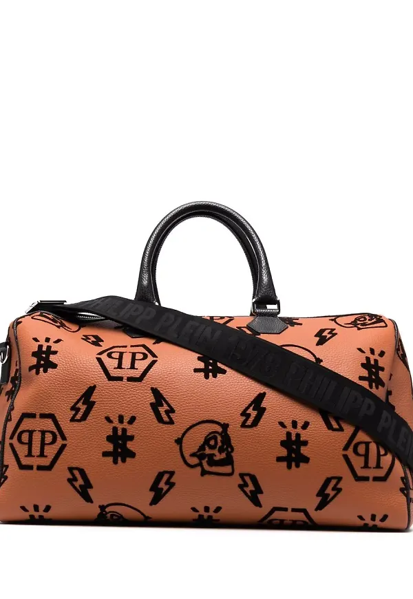 Philipp Plein resväska med monogram - Brun