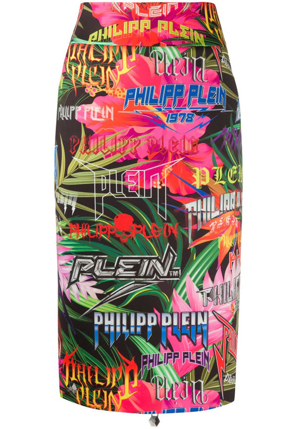 Philipp Plein Rock inpassad kjol med logotyp - Grön