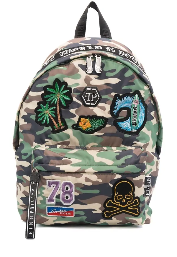 Philipp Plein ryggsäck med märken - Grön