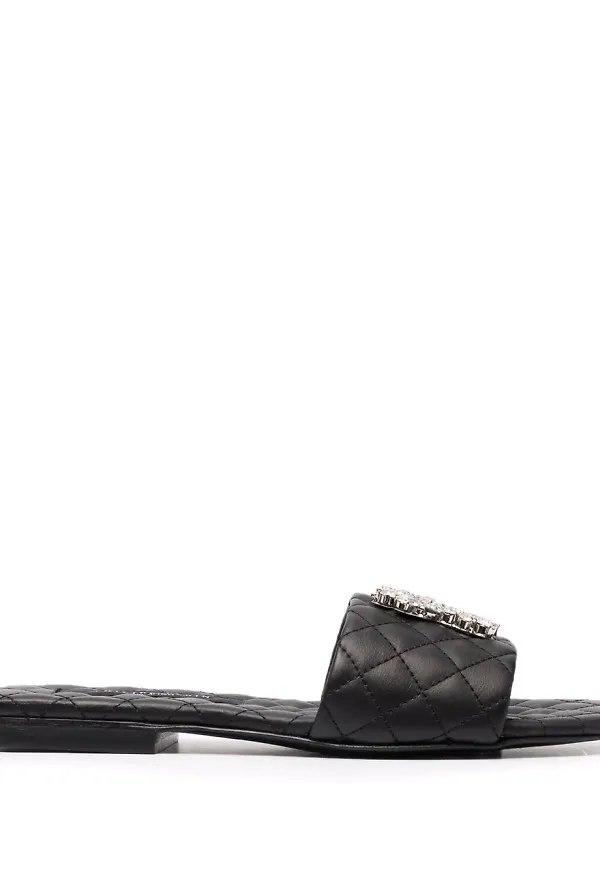 Philipp Plein sandaler med brosch - Svart