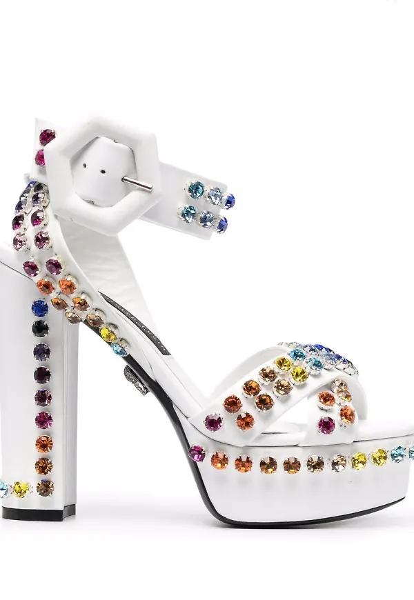 Philipp Plein sandaler med strass - Vit