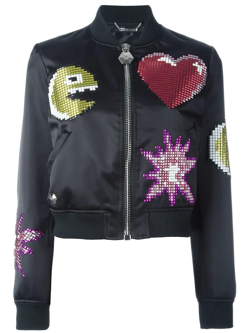 Philipp Plein sequin bomber jacket - Svart