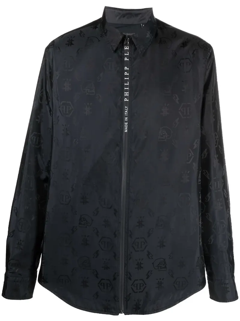 Philipp Plein sidenskjorta i oversize-modell - Svart