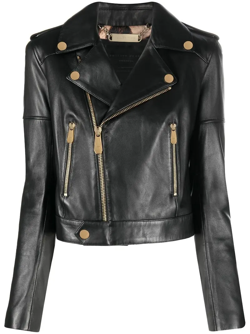 Philipp Plein skinnjacka i bikermodell - Svart