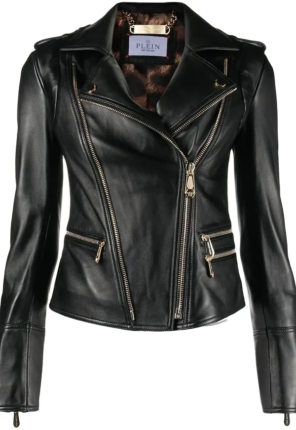 Philipp Plein skinnjacka i bikermodell - Svart