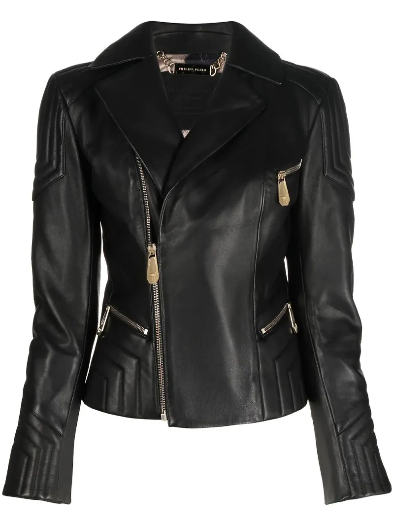 Philipp Plein skinnjacka i bikermodell - Svart