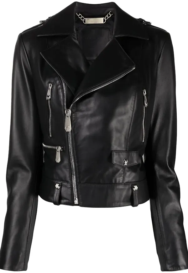 Philipp Plein skinnjacka i bikermodell - Svart