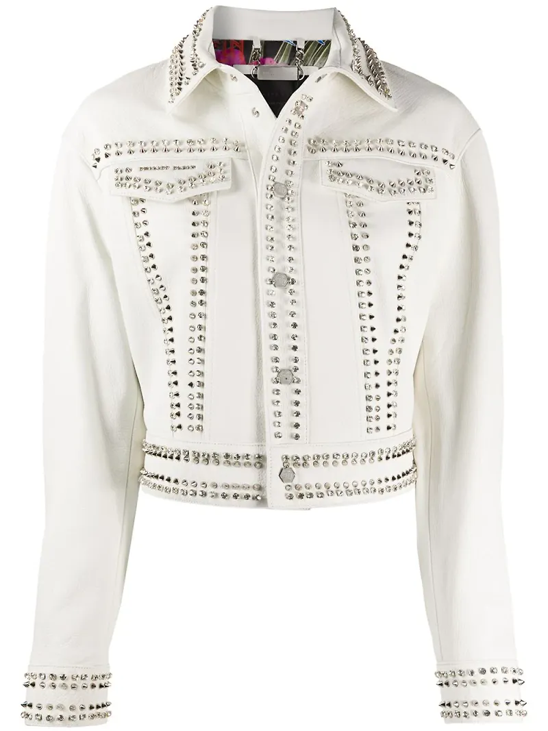 Philipp Plein skinnjacka med nitar - Vit