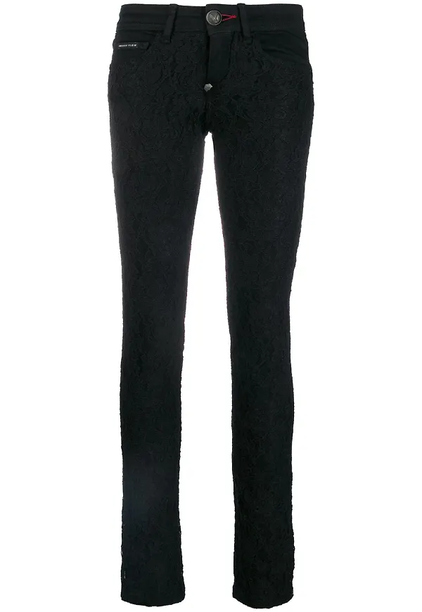 Philipp Plein skinny-jeans i spets - Svart