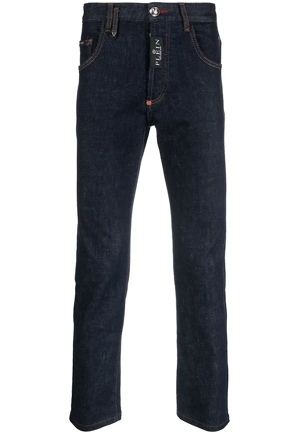 Philipp Plein skinny-jeans med broderad dödskalle - Blå