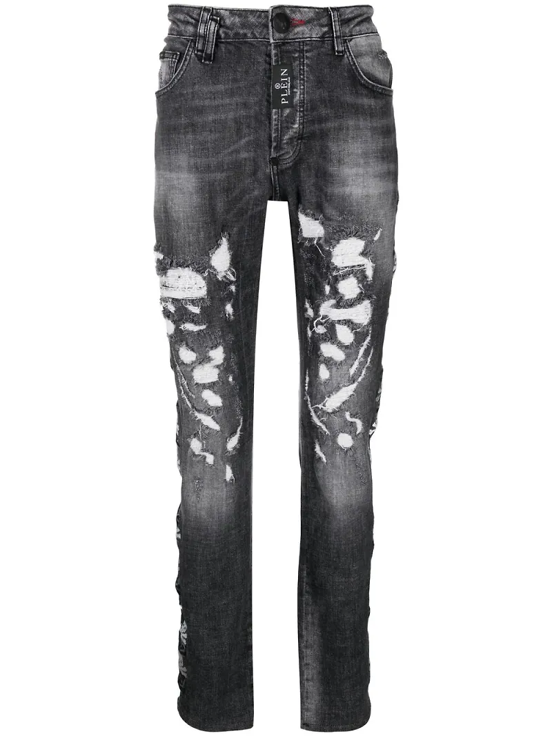 Philipp Plein skinny-jeans med dödskalle - Grå