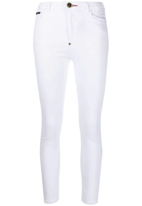 Philipp Plein skinny-jeans med dödskalle - Vit