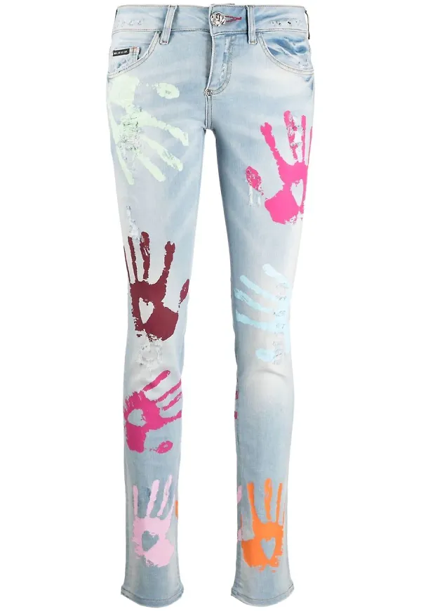 Philipp Plein skinny-jeans med handtryck - Blå