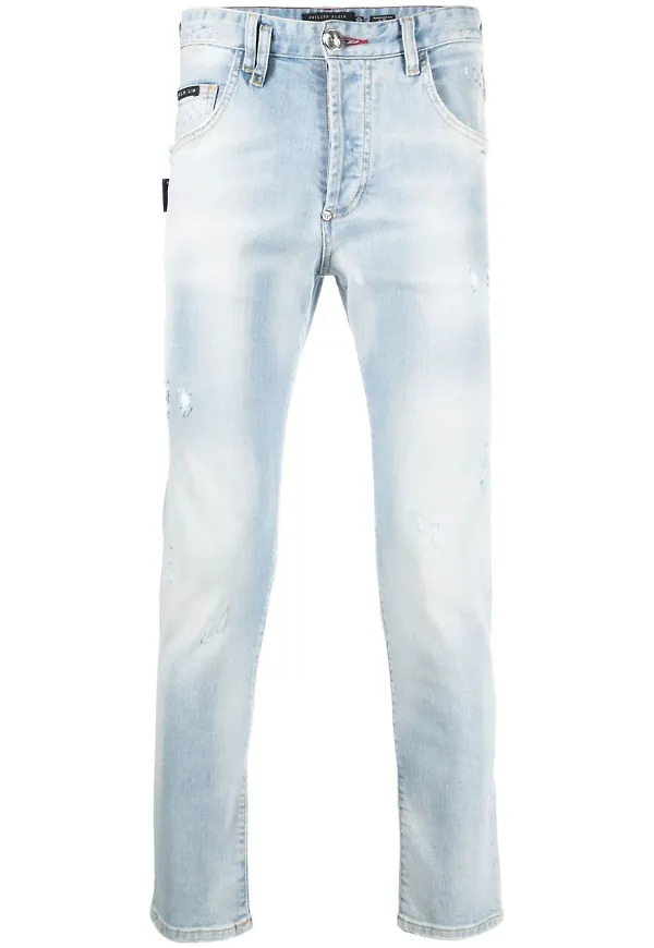 Philipp Plein skinny-jeans med slitning - Blå