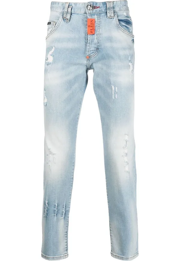 Philipp Plein skinny-jeans med slitning - Blå