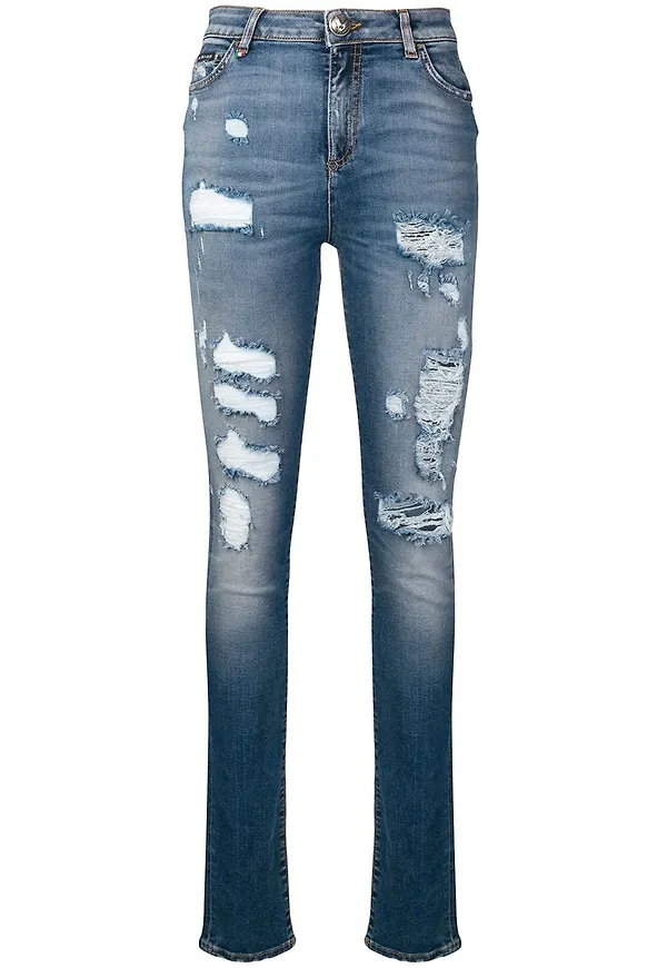 Philipp Plein skinny-jeans med slitning - Blå
