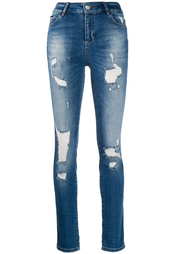 Philipp Plein skinny-jeans med slitning - Blå