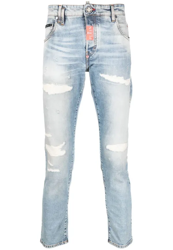 Philipp Plein skinny-jeans med slitning - Blå