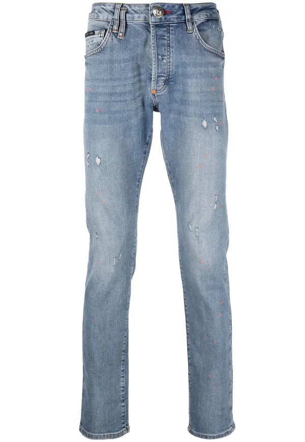 Philipp Plein skinny-jeans med slitning - Blå
