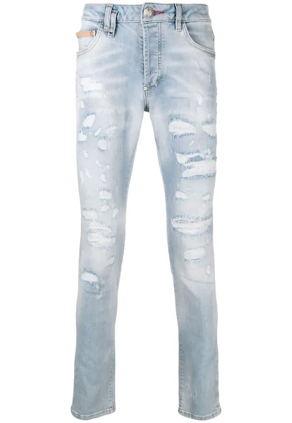 Philipp Plein skinny-jeans med slitning - Blå