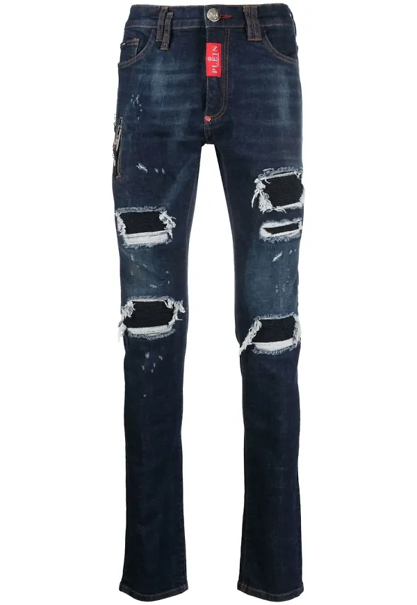 Philipp Plein skinny-jeans med slitning - Blå