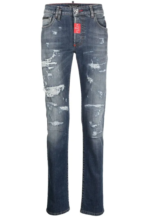 Philipp Plein skinny-jeans med slitning - Blå