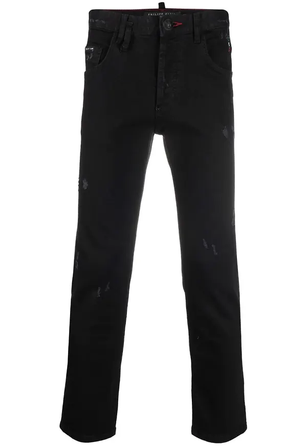 Philipp Plein skinny-jeans med slitning - Svart