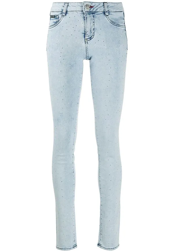 Philipp Plein skinny-jeans med strass - Blå