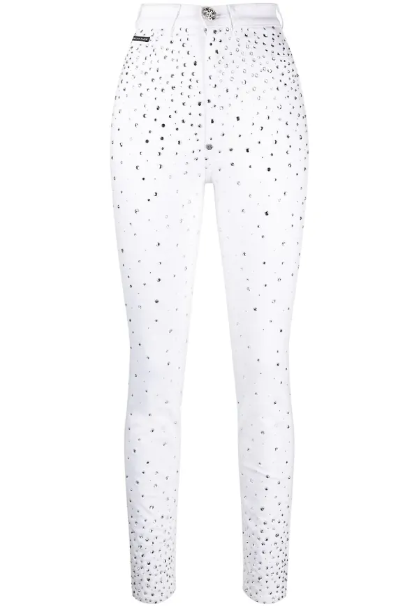 Philipp Plein skinny-jeans med strass - Vit