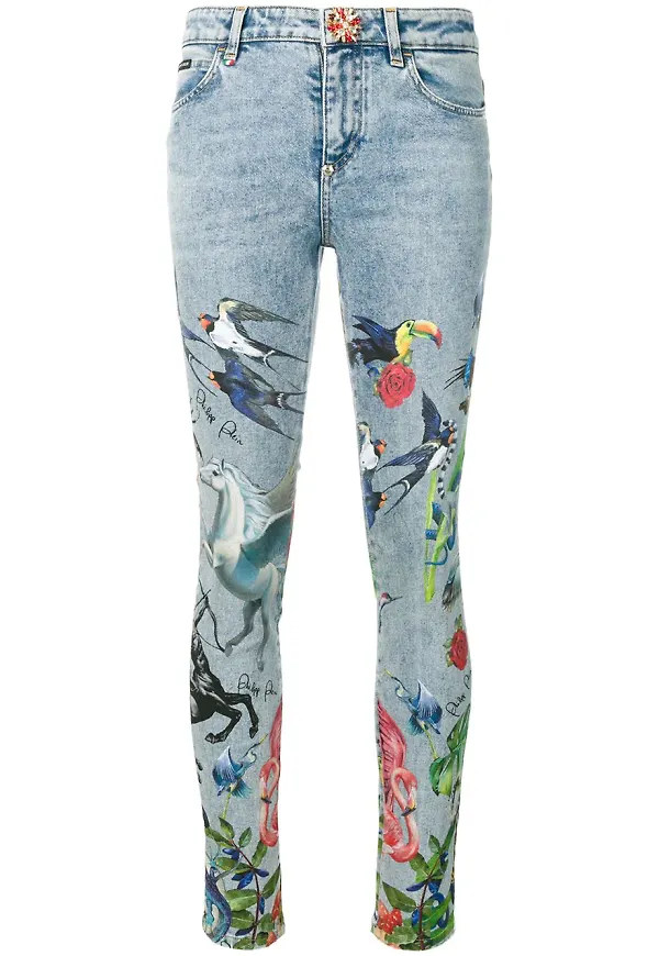 Philipp Plein skinny-jeans med tryck - Blå