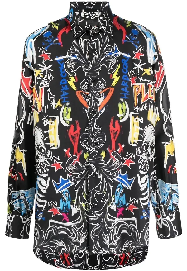 Philipp Plein skjorta med grafiskt tryck - Svart