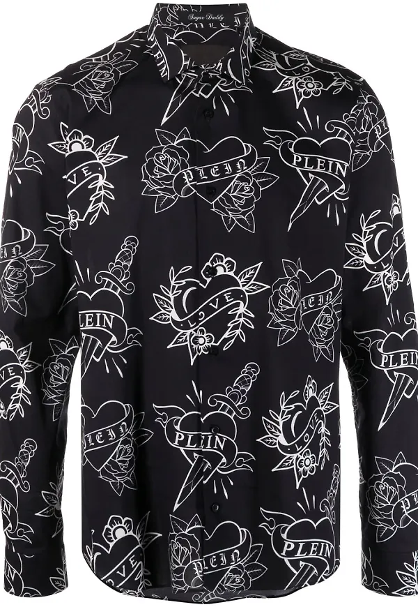 Philipp Plein skjorta med logotyp - Svart