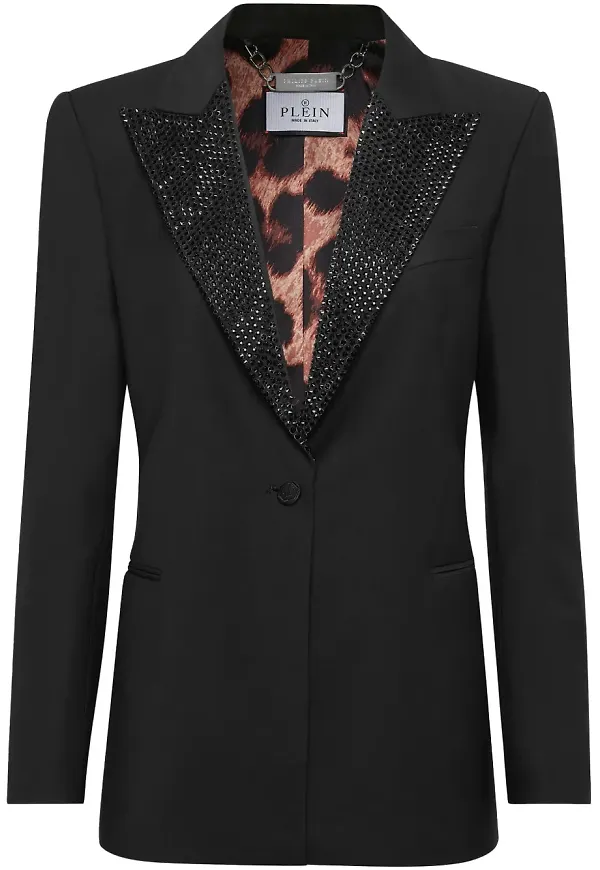 Philipp Plein Skull blazer med strass - Svart