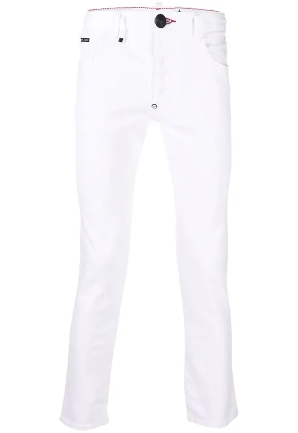 Philipp Plein slim fit-jeans med broderad logotyp - Vit