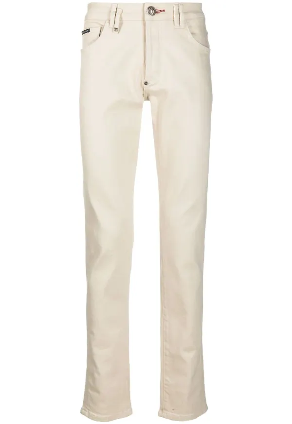 Philipp Plein slim fit-jeans med logotypplakett - Neutral