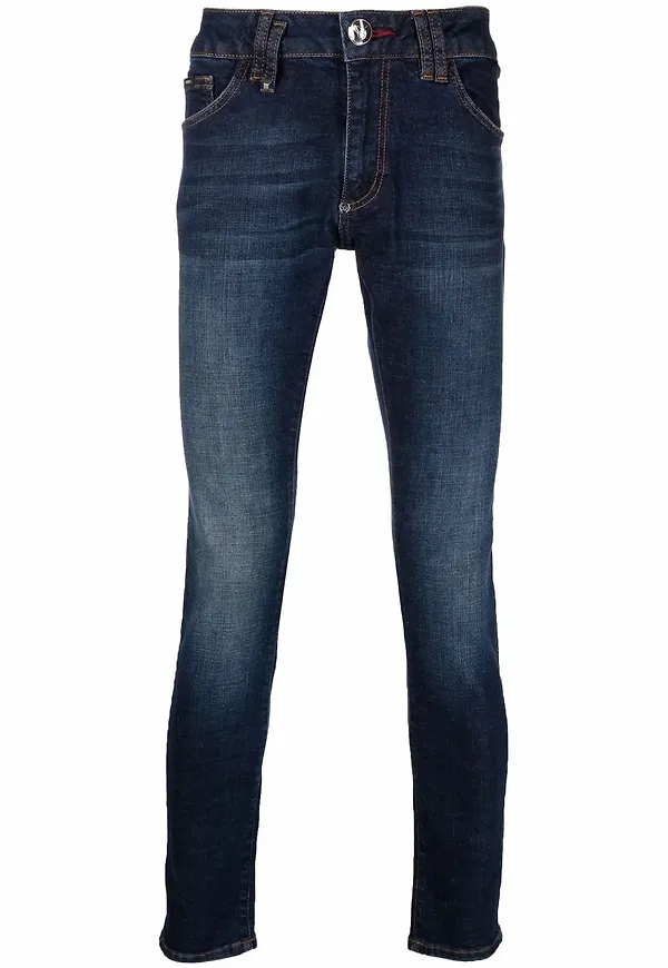Philipp Plein slim fit-jeans med låg midja - Blå