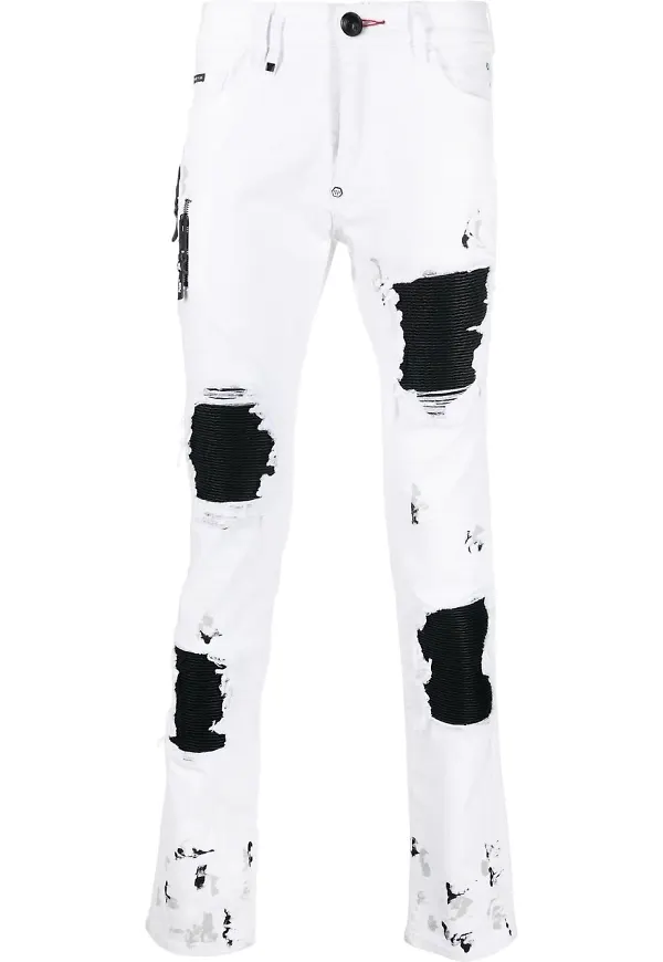 Philipp Plein slim fit-jeans med slitning - Vit