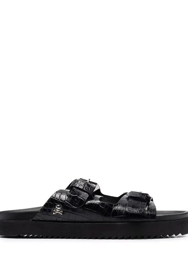 Philipp Plein slip-on-sandaler med spänne - Svart